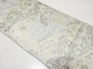 アンティーク　佐賀錦　毘沙門亀甲に花更紗模様織り出し袋帯（材料）